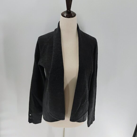 Loft Women's Gray Open Front Cardigan Sweater Size S merino wool blazer - Picture 13 of 13